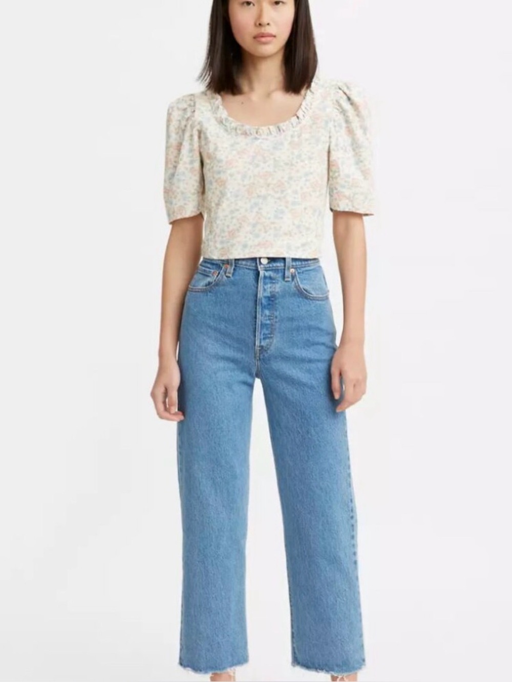 Levi's Rib-Cage Straight Ankle Jeans in Light Blue Denim